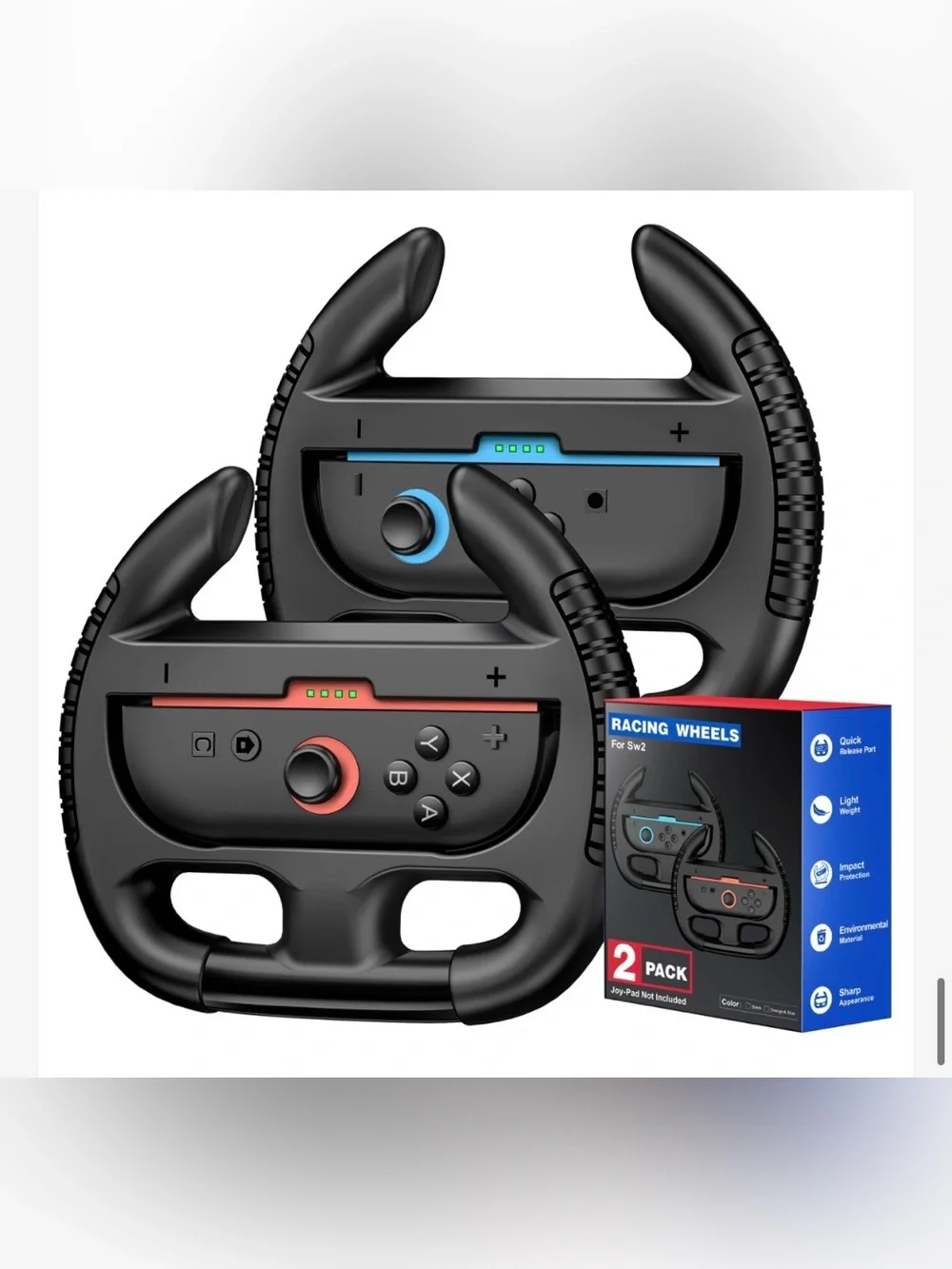 Steering Wheels - Nintendo Switch 2 2025 (2-Pack) BLACK